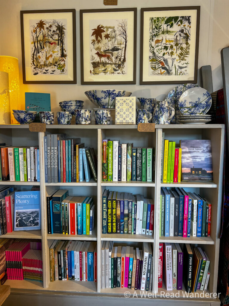 neat square bookshelves with artwork and ceramics on top in leadbetter and good in lewes. uk