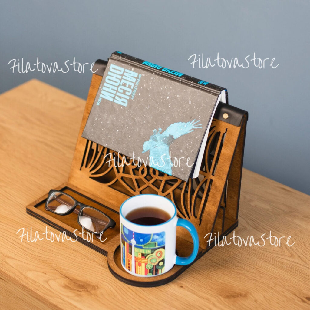 book holder with spot for coffee cup