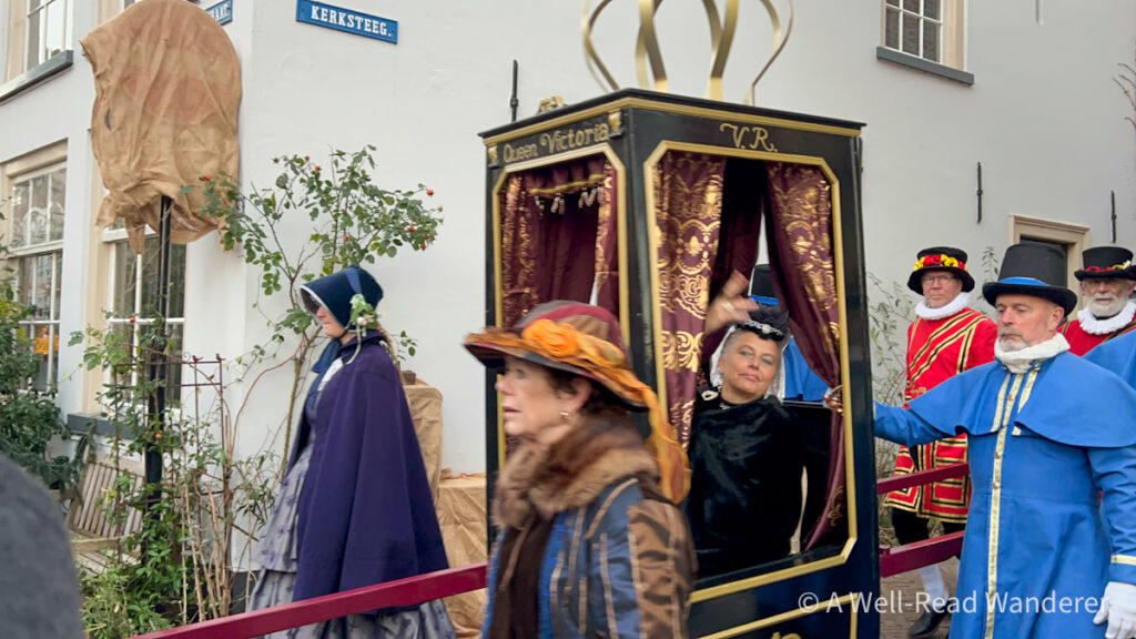 queen victoria in a parade at dickens festival