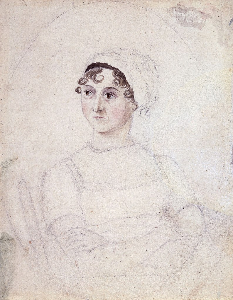 jane austen portrait by her sister cassandra in pencil and watercolor