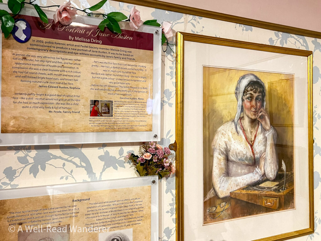 forensic painting of jane austen inside jane austen museum in bath